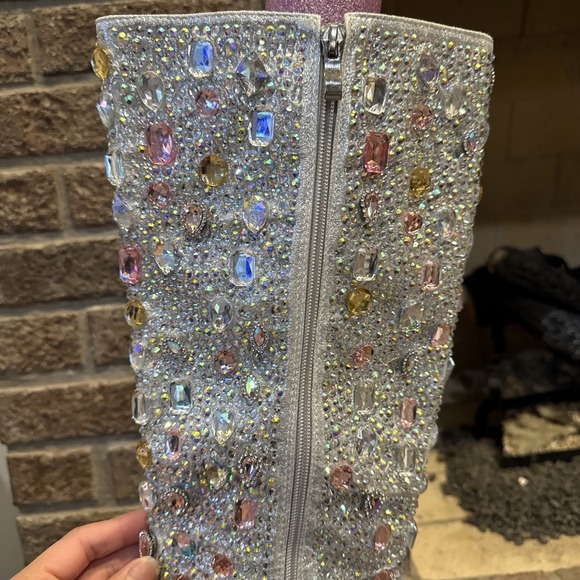 azalea wang Lamarca Pink Rhinestone Knee High Boots Size 10 Boots - Picture 8 of 16